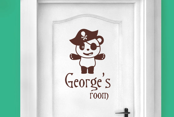Personalised Pirate Panda Door Room Sticker