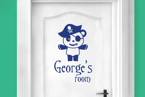 Personalised Pirate Panda Door Room Sticker