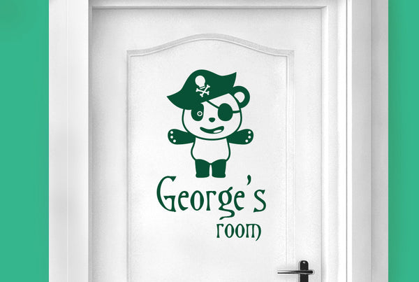 Personalised Pirate Panda Door Room Sticker