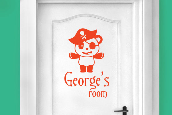 Personalised Pirate Panda Door Room Sticker