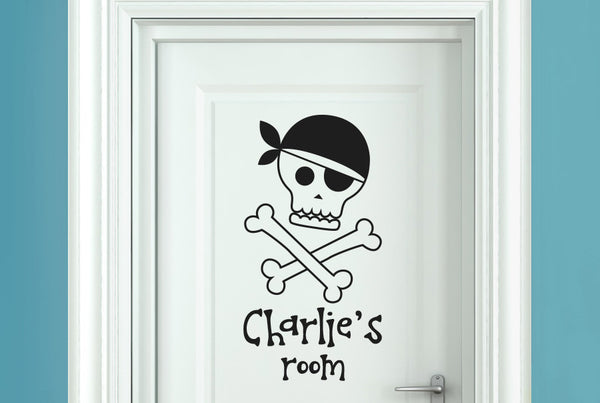 Personalised Pirate Skull And Bones Door Room Sticker