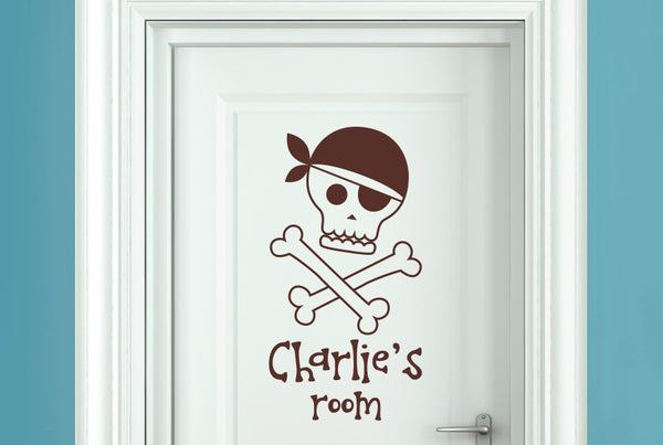 Personalised Pirate Skull And Bones Door Room Sticker