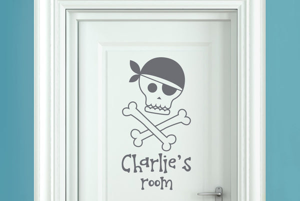 Personalised Pirate Skull And Bones Door Room Sticker