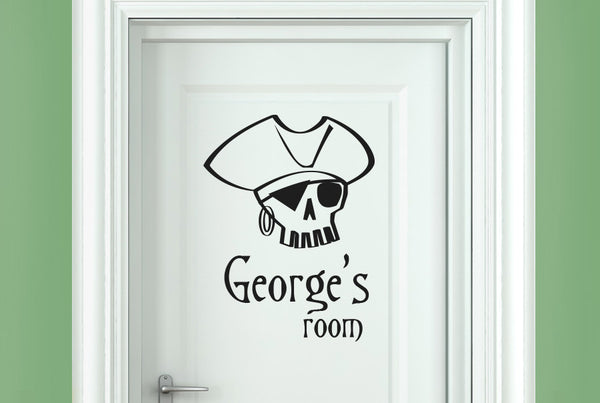 Personalised Pirate Skull Door Room Sticker