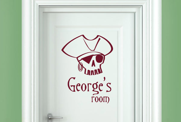 Personalised Pirate Skull Door Room Sticker