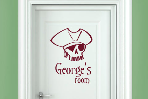 Personalised Pirate Skull Door Room Sticker