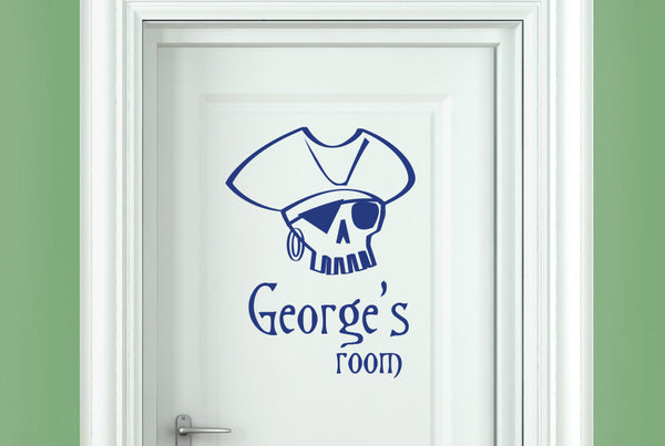 Personalised Pirate Skull Door Room Sticker