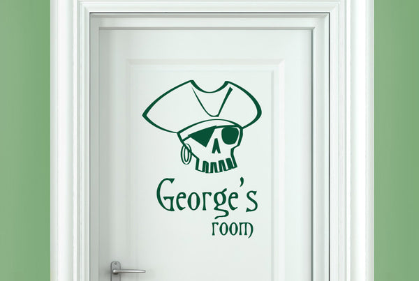 Personalised Pirate Skull Door Room Sticker