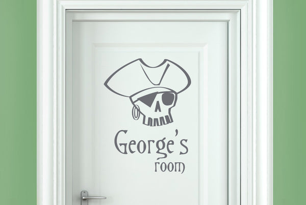 Personalised Pirate Skull Door Room Sticker