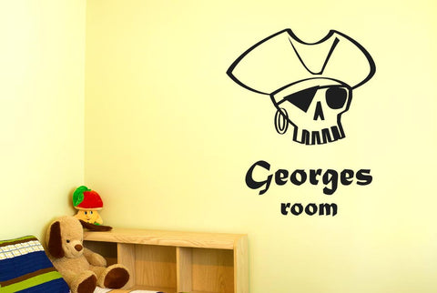 Personalised Pirate Skull boy room Wall Sticker