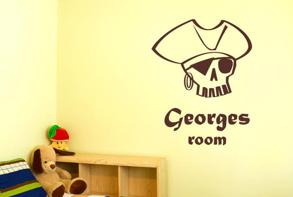 Personalised Pirate Skull boy room Wall Sticker