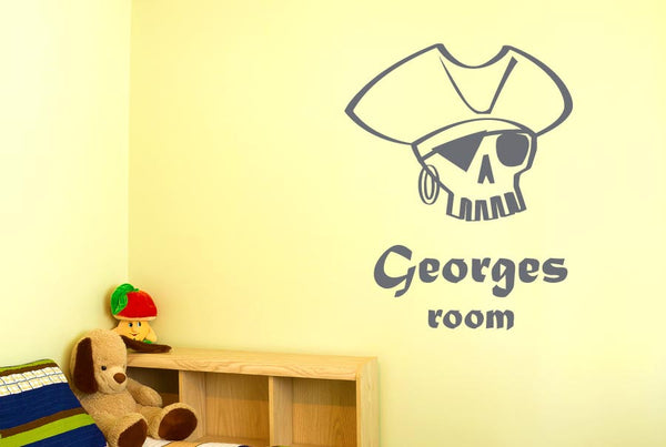 Personalised Pirate Skull boy room Wall Sticker