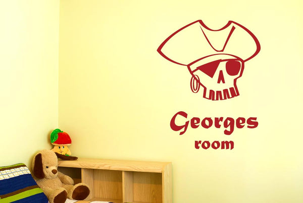 Personalised Pirate Skull boy room Wall Sticker