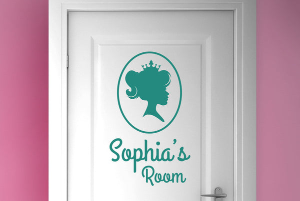 Personalised Princess Portrait Littles Girls Door Room Sticker