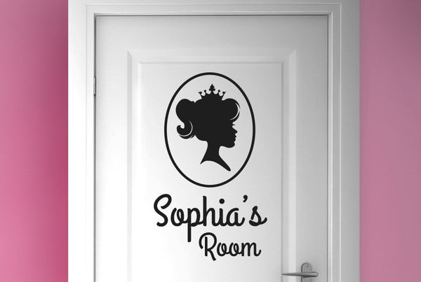 Personalised Princess Portrait Littles Girls Door Room Sticker
