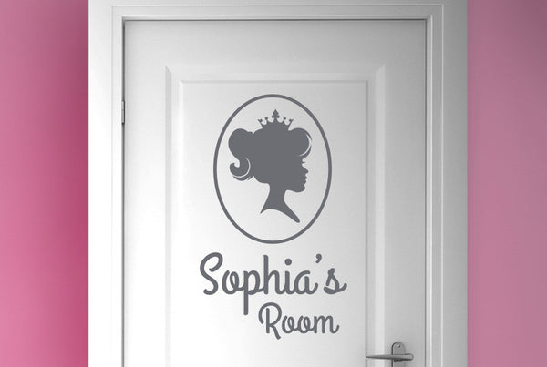 Personalised Princess Portrait Littles Girls Door Room Sticker