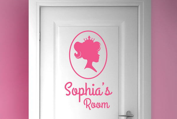 Personalised Princess Portrait Littles Girls Door Room Sticker