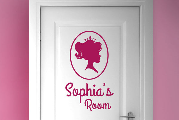 Personalised Princess Portrait Littles Girls Door Room Sticker