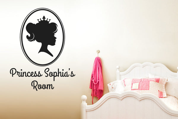 Personalised Princess Portrait Little’s Girls Room Sign Wall Sticker