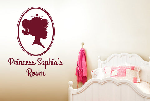Personalised Princess Portrait Little’s Girls Room Sign Wall Sticker