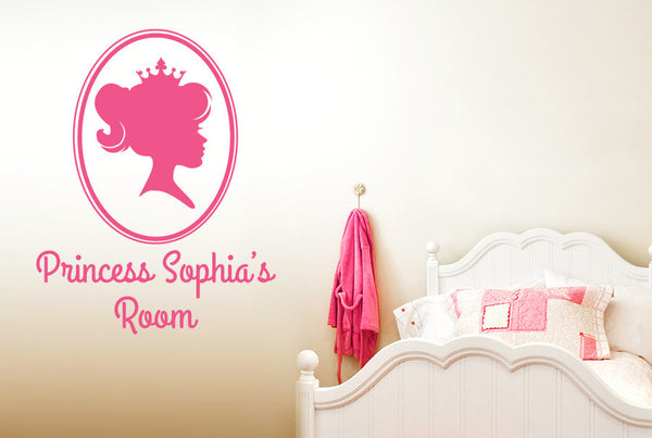 Personalised Princess Portrait Little’s Girls Room Sign Wall Sticker