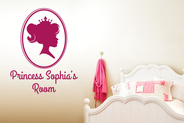 Personalised Princess Portrait Little’s Girls Room Sign Wall Sticker