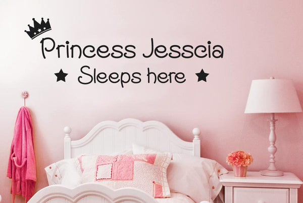 Personalised Princess Sleeps Here Wall Sticker