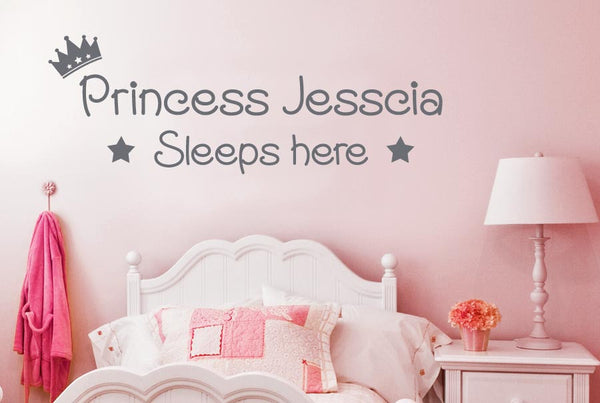 Personalised Princess Sleeps Here Wall Sticker