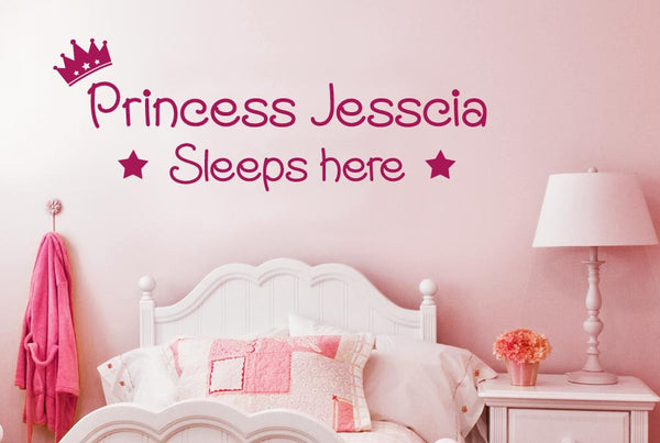 Personalised Princess Sleeps Here Wall Sticker