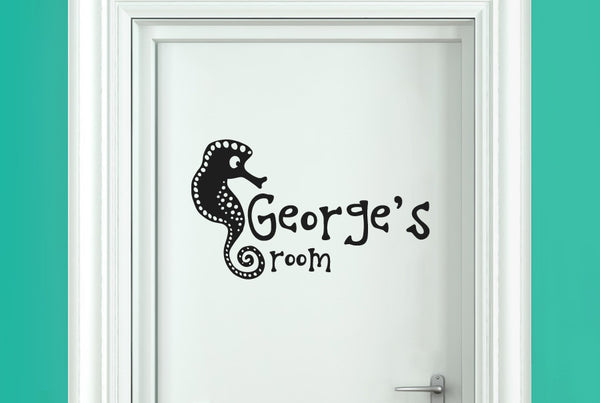 Personalised Seahorse Kids Door Room Sticker
