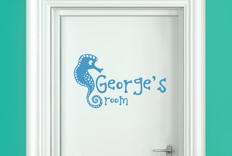 Personalised Seahorse Kids Door Room Sticker
