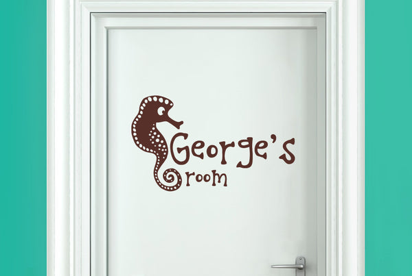 Personalised Seahorse Kids Door Room Sticker