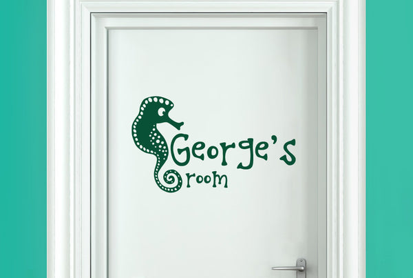 Personalised Seahorse Kids Door Room Sticker