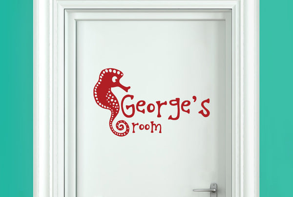 Personalised Seahorse Kids Door Room Sticker
