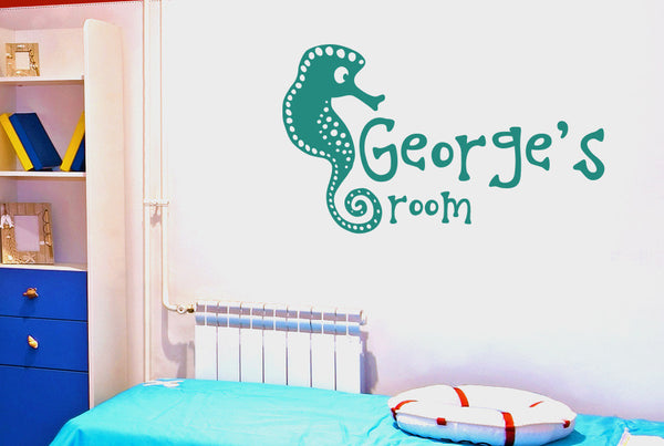Personalised Seahorse Kids Room Sign Wall Sticker