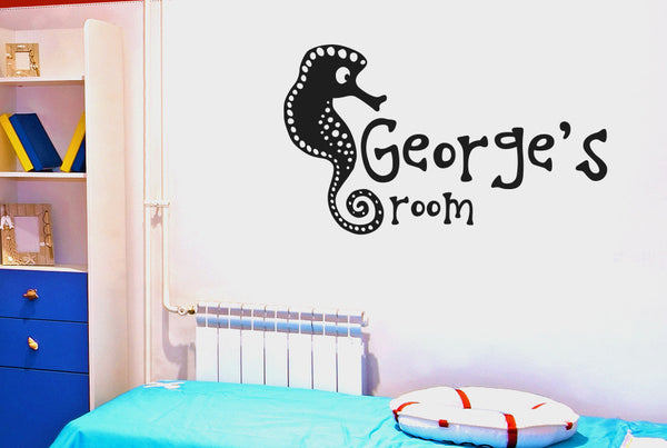 Personalised Seahorse Kids Room Sign Wall Sticker