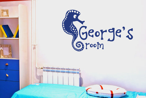 Personalised Seahorse Kids Room Sign Wall Sticker