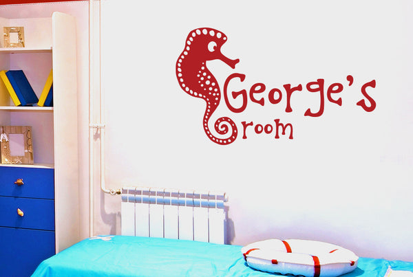 Personalised Seahorse Kids Room Sign Wall Sticker