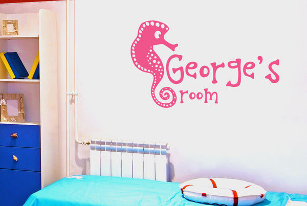 Personalised Seahorse Kids Room Sign Wall Sticker