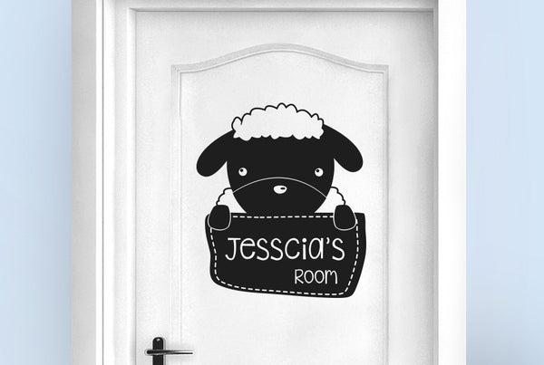 Personalised Sheep Kids Door Room Sticker