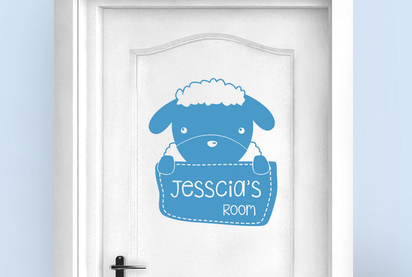 Personalised Sheep Kids Door Room Sticker