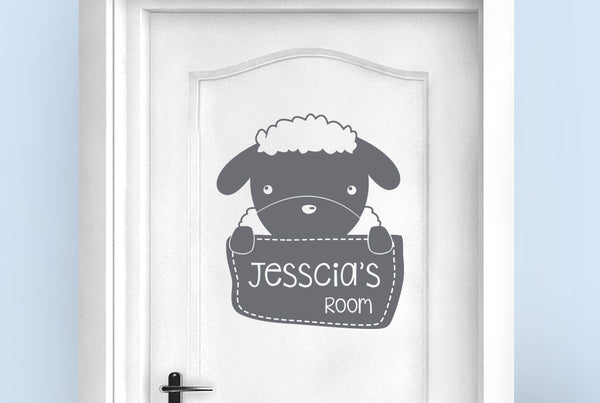 Personalised Sheep Kids Door Room Sticker