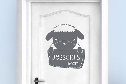 Personalised Sheep Kids Door Room Sticker