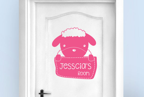 Personalised Sheep Kids Door Room Sticker