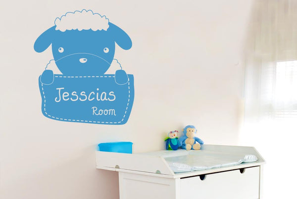 Personalised Sheep Kids Room Sign Wall Sticker