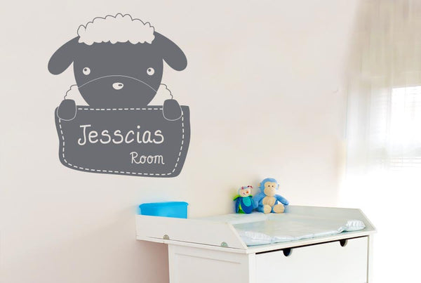 Personalised Sheep Kids Room Sign Wall Sticker