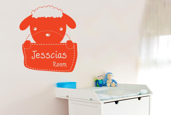 Personalised Sheep Kids Room Sign Wall Sticker