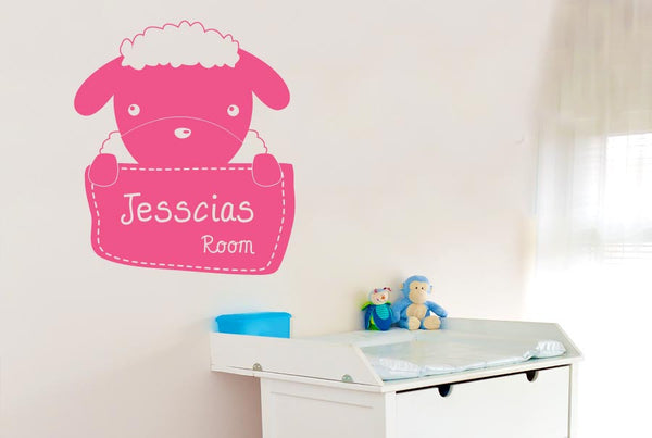 Personalised Sheep Kids Room Sign Wall Sticker