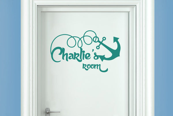 Personalised Ship Anchor Kids Door Room Sticker