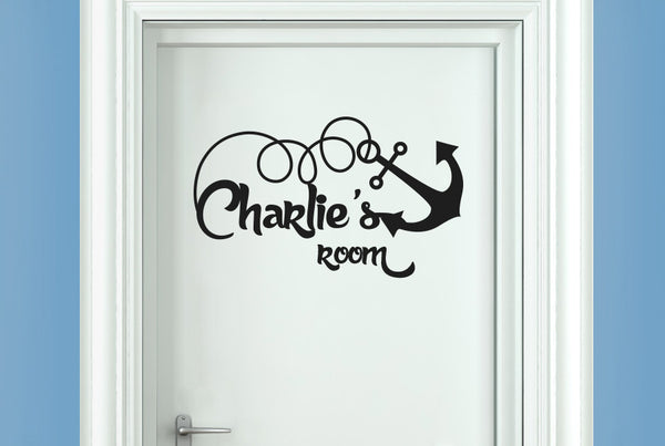 Personalised Ship Anchor Kids Door Room Sticker